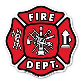 Maltese Cross Fire Department Magnet by Magnet America Is 5.875" x 5.875" Made for Vehicles and Refrigerators