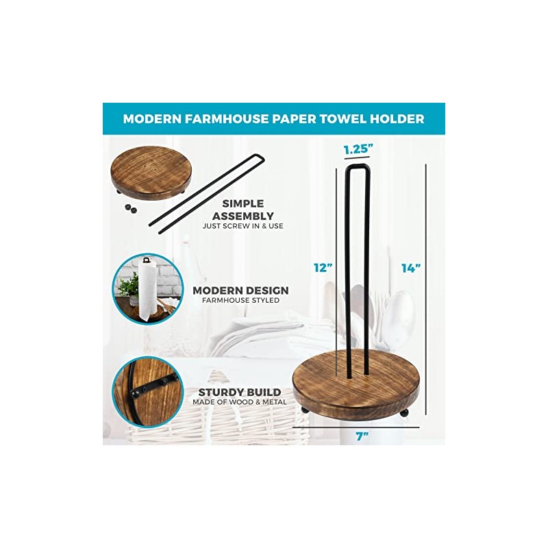 Tribello Modern Farmhouse Paper Towel Holders for Kitchen, Vintage Wire