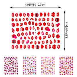 10 Sheets Valentine's Day Nail Stickers, 3D Self-Adhesive Heart Red Lip Nail Decals Stickers Colorful Lips Nail Supplies Nail Accessories Nail Art for Women Girls Nail Decorations Designs Nail