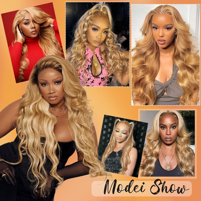 Shciyair 28 Inch Honey Blonde Wig Human Hair 200 Density