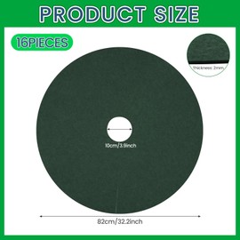 Shimeyao 16 Pcs 32. 2 Inch Non Woven Tree Mulch Ring Round Tree Weed Barrier Mat Reusable Landscape Protector Base Barrier Fabric for Weed Root Protection (Green)