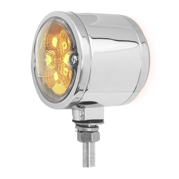 GG Grand General 78553 Amber/Red Double Faced 16 LED Light with Chrome Die Cast Housing and Clear Lens