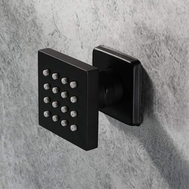 Cascada Modern Solid Brass 16-Nozzle Square Body Spray Jets Shower (Black)
