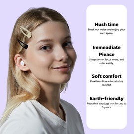 EasyHush Ear Plugs for Sleep, Deep Focus, Travel, Noise Sensitivity - Comfortable and Reusable Hearing Protection, Customizable Fit - Up to 25dB Noise Reduction - White