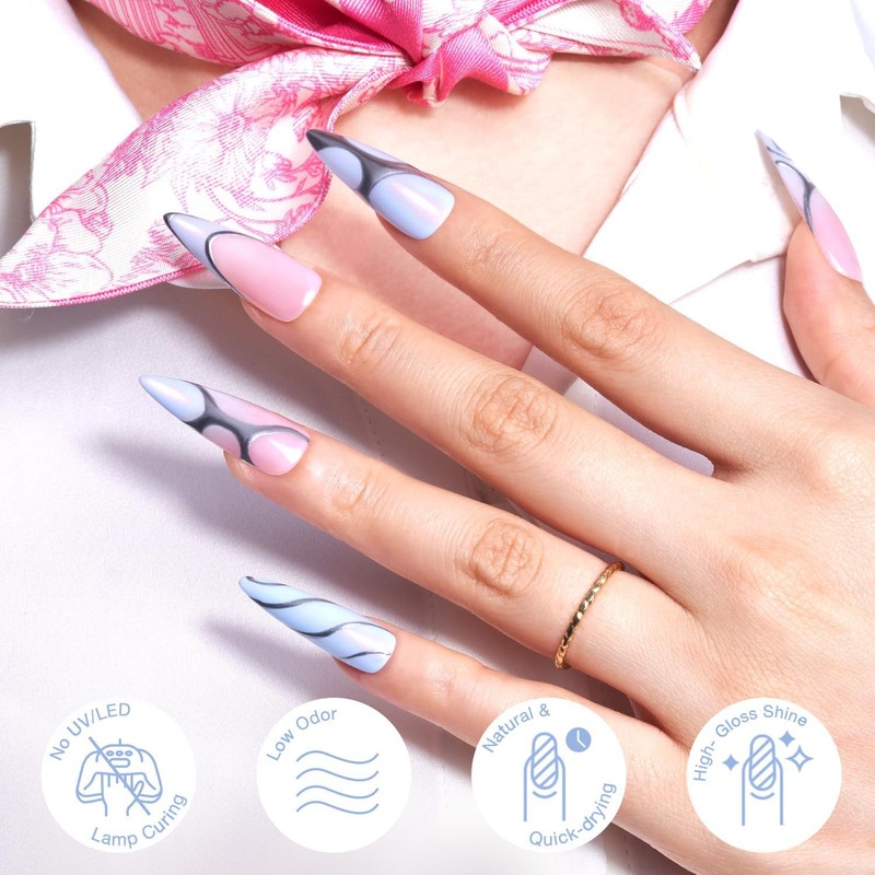 AZUREBEAUTY Nail Polish,Celestial Blue Quick Dry Complete Natural Super Lustrous