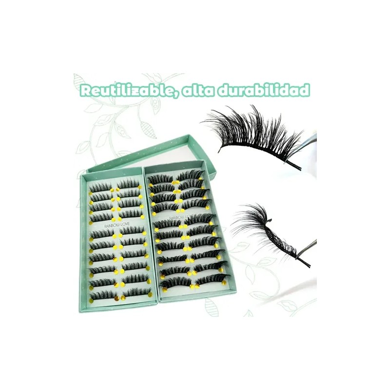 de Pestañas Postizas de Mink Sintético, 20 Pares Naturales para