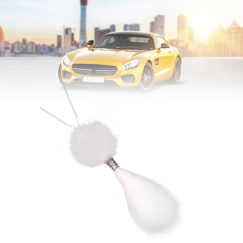 Pom Pom Car Pendant Rhinestone Embedded Sturdy Metal Cute Animal