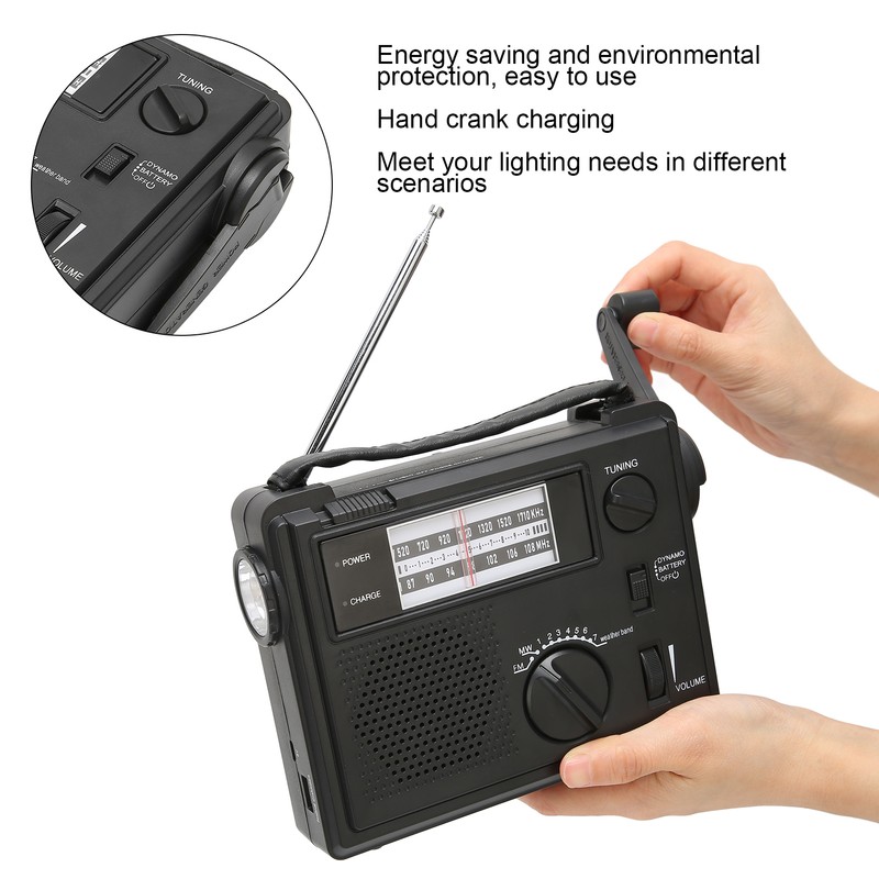 Crank Radio Portable FM AM WB Band Multi Powered Emergency