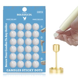 Taper Candle Sticky Dots - White Wax Candle Adhesive Dots - Unscented Cire Adhesive for Secure Candle Placement - Easy Clean and Traceless Adhesive for DIY Projects - Pack of 24