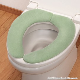 Sanko KC-69 Toilet Seat Cover, Non-Slip, Fluffy Type, Toilet Seat Cover, 0.4 inches (9 mm), Green, Just Place and Stick