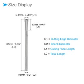CoCud Machine Chucking Reamers, 5.1mm Diameter D4 Accuracy, M35 Cobalt High Speed Steel Straight Flutes Milling Cutter - (Applications: for Lathe Machine), 1-Piece