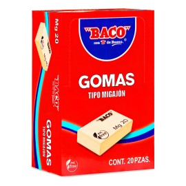 Baco | Goma Migajón Grande Mg-20 - Caja C/20 Gomas Escolares