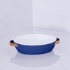 Beatriz Ball CERAMIC Small Oval Baker with Gold Handles (Blue)
