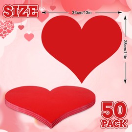 Whaline 50 Pack Heart Shape Paper Placemats Valentine’s Day Place Mats Red Love Heart Disposable Decorative Table Mats for Tableware Decor Party Supplies, 13 x 11 Inch
