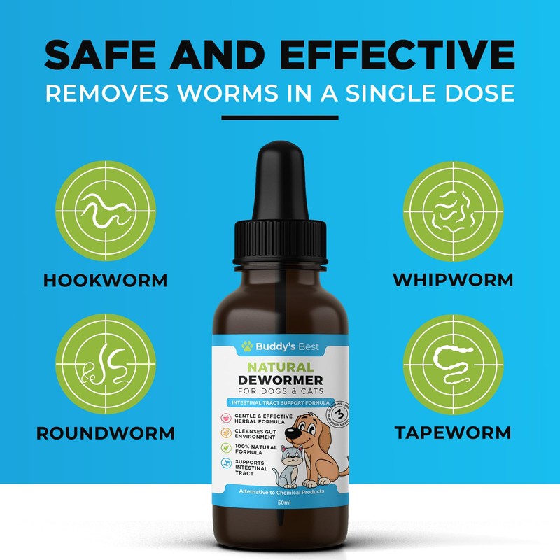 BUDDY'S BEST Natural Dewormer For Dogs & Cats | Intestinal