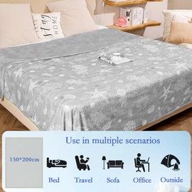 2-in-1 Double-Sided Cooling Blanket, Summer Blanket, Cooling 150 x 200 cm, Cooling Mat Bed for People, Summer Cooling Blanket, Bed Sheet, Ice Silk Duvet, Double Self-Cooling, Absorbs Body Heat C (Grey
