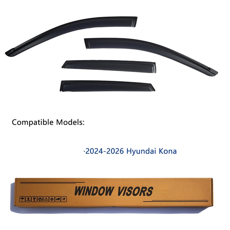 YLSCOO Window Visors Rain Guards fits 2024-2026 Hyundai Kona, Out-Channel