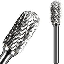 KOTVTM Carbide Burr Set 1/4" Shank SC-5 Die Grinder Bits Tungsten Double Cut Burr Bits (1/2" Cutter Dia X 1" Cutter Length) for Die Grinder Kits Metal Grinding Drilling Polishing (3pcs)