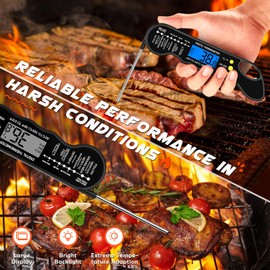 TRAUSI Instant Read Meat Thermometer, Fast & Accurate Digital Food Thermometer with Backlight, Waterproof & Magnet for Grilling, Cooking, BBQ, Smoker, Baking, and Candy Making
