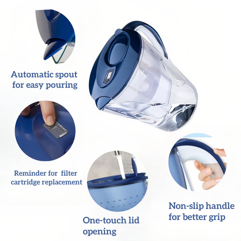 Unyverwise Pitcher Water Filters, 3.5L Activated Carbon Filtered Water Jug