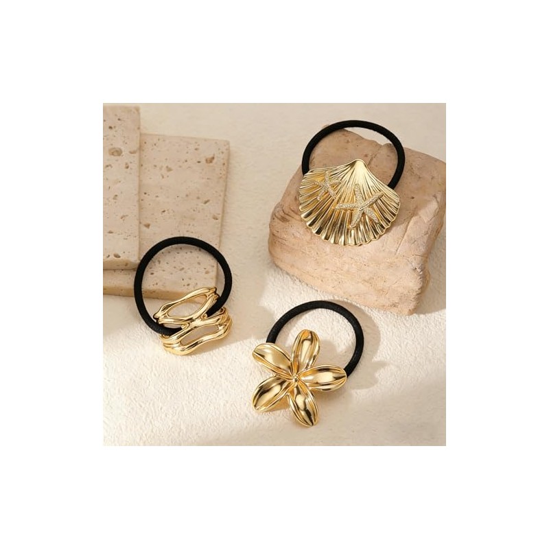 8 Pcs ligas para cabello de Metal,Elásticas Diademas Doradas Metal