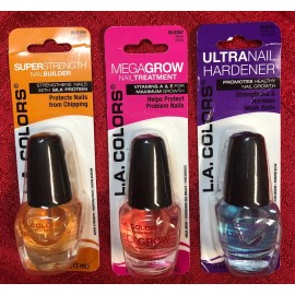 L.A. COLORS LA COLORS - Nail Polish 3pc Set - Hardener, Mega Grow & Strengthener 0.44 fl.oz
