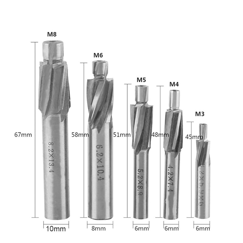 End Mill Cutter Drill Milling Bits, Akozon Countersink End Mill