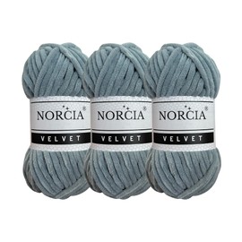 Soft Velvet Yarn Chenille Yarn for Crocheting Super Bulky 3x100g (3x75 yds) Baby Blanket Yarn for Knitting Amigurumi Yarn for Crochet Weaving Craft (Grey, 3 Skeins)