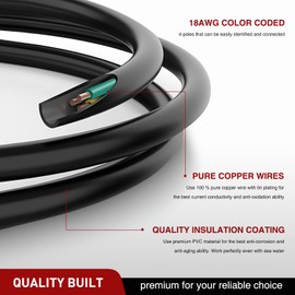 Nilight 4 Way Flat Trailer Coiled Extension Cable 3 Feet Heavy Duty Jacket Cable Male and Female Wiring Harness Adapter 36" Stretchable 18AWG Vehicle-Side & Trailer-Side Adapter Cord, 2 Years Warranty