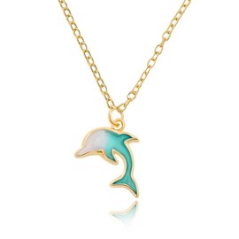 Green Dolphin Pendant Necklace for Women Ocean Sea Animal Chain Necklace Gifts for Dolphin Lovers Birthday Christmas Gifts for Sister Friends Graduation Gift for Daughter Niece Friendship Gift Ideas