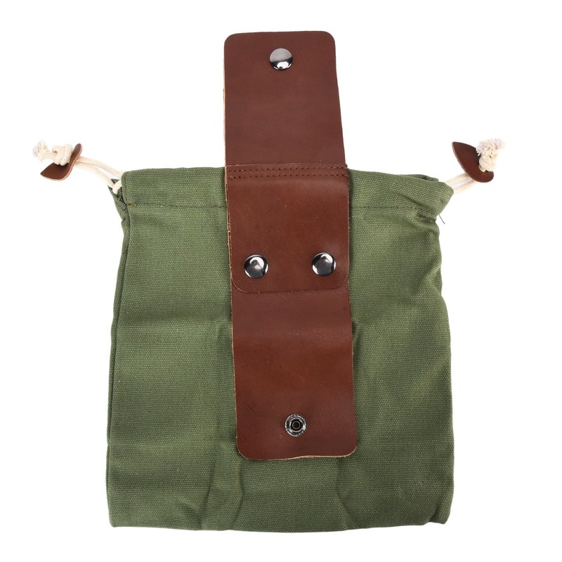 Leather Canvas Foraging Pouch Belt Fruit Picking Bag for Camping