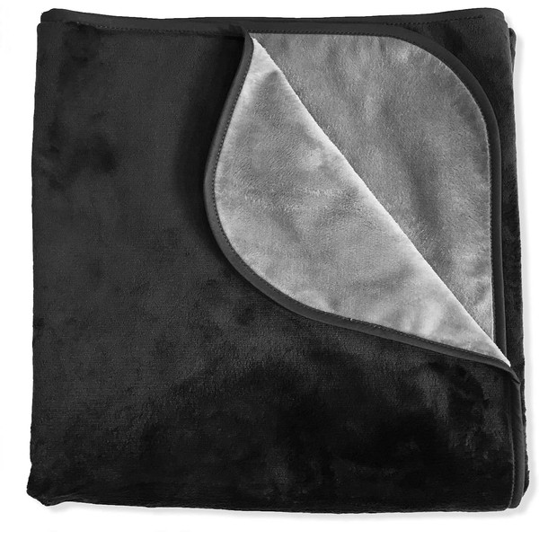 Mambe Luxuriously Soft Waterproof Throw for Couples, The Intimate Blanket is Perfect for Bedroom Play – Size Large, Black & Charcoal Reversible - Machine Washable