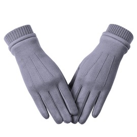 Womens Winter Suede Gloves With Touch Screen Texting Finger Wool Lined Windproof Warm Fashion Dress Gloves