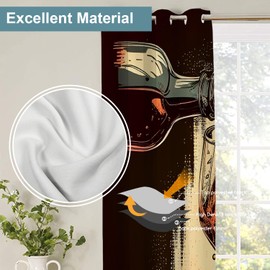 Shrahala Autumn Winery Blackout Window Curtains, Pouring Wine from Bottle Into Glass Thermal Insulated Curtains Grommet Top Window Drapes for Living Room, Bedroom (2 Panels, 52 x 84 in)