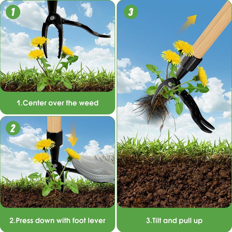 Raxfekro Foot operated weed remover, 110 cm, upright standing weed