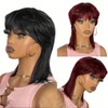 Msviki Black Short Mullet Pixie Cut Wigs Human Hair 80