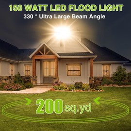 STASUN LED Flood Light Outdoor, 150W 15000lm 3000K Warm White IP66 Waterproof, Commercial Parking Lot Light,3 Heads for Yard Street Stadium House Floodlight Bright Security Lights for Outdoor Area