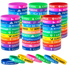 IDREAMBAND Bible Verse Bracelets – 60 Pcs Silicone Bracelets Bulk Jesus Bracelets – Cute Christian Bracelet Colored Wristbands – Comfortable and Lightweight – Perfect Religious Gifts for Men, Women