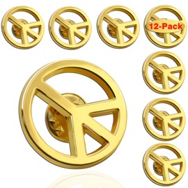 12/Pcs World Peace Symbol Lapel Pins Bulk - Metal Love Peace Sign Logo Brooch Badge Souvenir