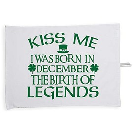 Hippowarehouse Kiss me I was born in December the birth of legends Tea Towel Eco Printed Dish Cloth Kitchen accessory 50cmx70cm 100% Cotton