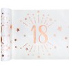 Santex 7344-18-30 Glittery Age Table Runner, Metal, White/Rose Gold, 18