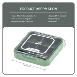 PAITOK Small Pill Case,Portable Pill Box BPA Free Travel Pill Organiser Moistureproof Tablet Box Cute Pocket Pill Box with 4 Large Compartmensts for Medication, Vitamin, Supplement(Green)