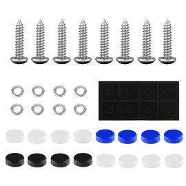 Car Number Plate Screws, M5 License Plate Screws with Caps for Attaching and Covering License Plates, Universal Car Accessories for Car, SUV, Motorcycle, Truck, Caravans