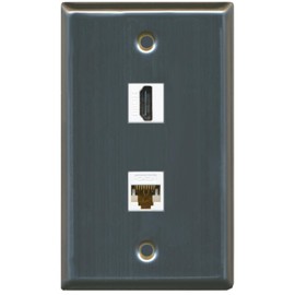RiteAV (1 Gang Flat HDMI Cat6 Wall Plate Stainless Steel