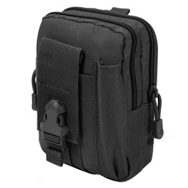 AYMQC Tactical Waist Bags EDC Molle Bag Compact Belt Bag Multifunctional Bum Bag for Hiking Camping Cycling Running Fishing (Black)