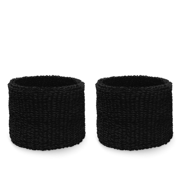 Couver Unisex Youth Kids Affordable Cotton Terry Wrist sweatbands for Event use (1 Pair), Black