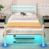 J.Fkne Twin Bed Frame with LED Lights & Charging Station,