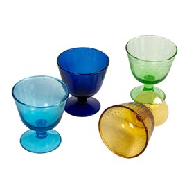 Creative Co-Op 12-Piece Hand-Blown Stemmed Seeded Drinking Glass, Multicolor