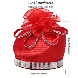 Women Bride Wedding Fascinator Hat Elegant Ladies Flower Cocktail Tea Party Derby Hat Cap Red