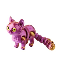 Bojueshaw Cat 3D Model,Flexible 3D Printed Stress Relief Toy,Cats Fidget Toys Decor for Home,Office,Classroom(Purple&Gold)